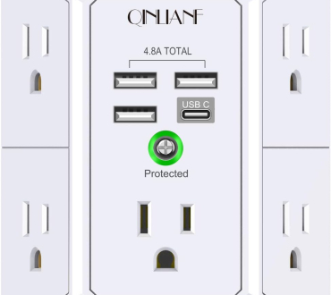 Wall Charger, Surge Protector, QINLIANF 5 Outlet Extender with 4 USB Charging Ports